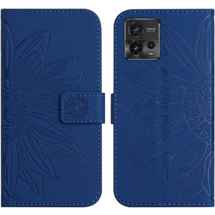 Mobigear Sunflower Motorola Moto G72 Wallet case - Dark Blue