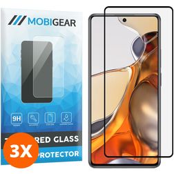 Mobigear Premium Xiaomi 11T Pro Vidro temperado Película de ecrã - Compatível com capas - Preto (Pack de 3)