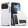 Mobigear Card iPhone 18 Pro Max Funda Plástico rígido Carcasa Antigolpes con tarjetero - Blanco