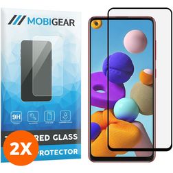 Mobigear Premium Samsung Galaxy A21s Härdat glas Skärmskydd - Skalvänligt - Svart (2-pack)