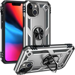 Mobigear Armor Ring iPhone 14 Fodral Hårdplast Skal Stötsäkert med ringhållare - Silver