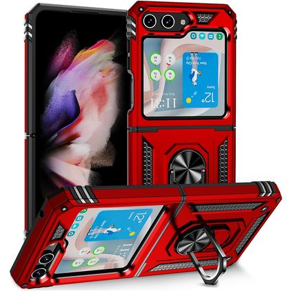 Mobigear Armor Ring Samsung Galaxy Z Flip 5 Hard Case Back cover Shockproof with Ring Holder - Red