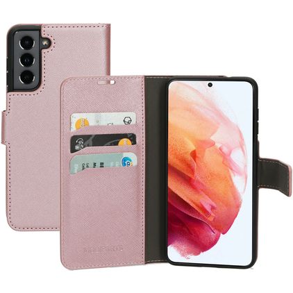 Mobiparts Saffiano Wallet Samsung Galaxy S21 Cover a libro portafoglio - Rosa