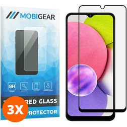 Mobigear Premium Samsung Galaxy A03s Tempered Glass Screen Protector - Case Friendly - Black (3-Pack)