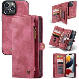 CaseMe 008 iPhone 13 Pro Case Detachable 2-in-1 Wallet Case Wallet - Red