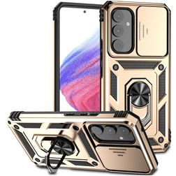 Mobigear Armor Ring Cam Slide Samsung Galaxy A54 Hard Case Back cover Shockproof with Ring Holder and Camera Slider - Gold