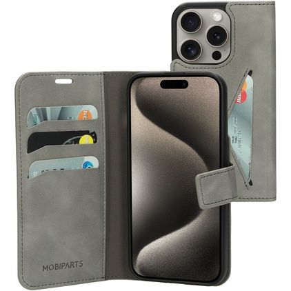 Mobiparts Classic Wallet iPhone 15 Pro Wallet case - Granite Grey