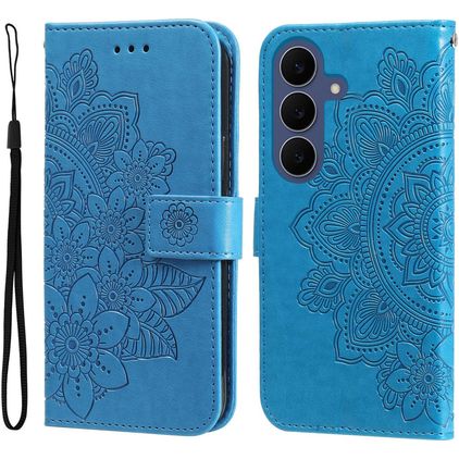 Mobigear Flowers Samsung Galaxy S26 FE Cover a libro portafoglio - Blu