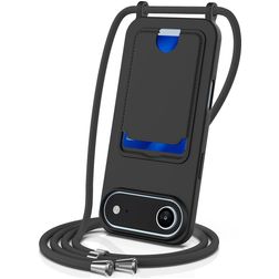 Mobigear Lanyard Card iPhone Air Silikon Etui ze smyczą z kieszenią na karty - Czarny