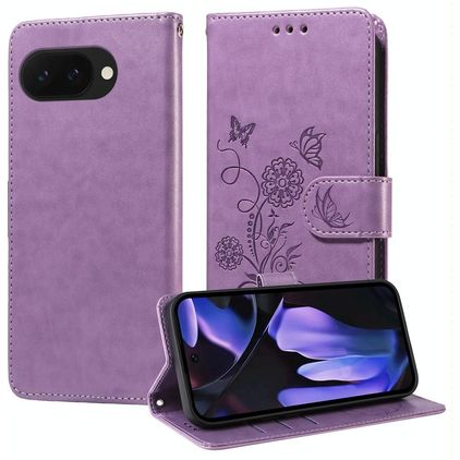 Mobigear Flowers Google Pixel 9a Cover a libro portafoglio - Viola