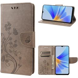 Mobigear Flowers OPPO A17 Wallet case - Grey