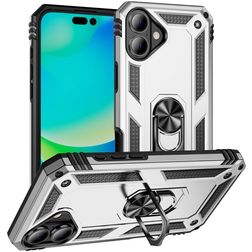 Mobigear Armor Ring iPhone 17 Tvrdý plast Zadní kryt odolný proti nárazům s prstýnkem - Stříbrná
