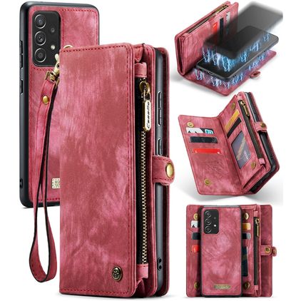CaseMe 008 Samsung Galaxy A52 Cover a libro 2 in 1 con guscio estraibile a portafoglio - Rosso