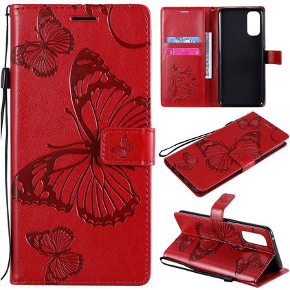 Mobigear Butterfly OPPO Reno 4 Funda tipo libro Cartera - Rojo