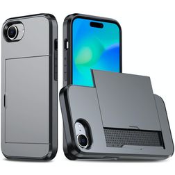 Mobigear Card iPhone 17e Funda Plástico rígido Carcasa Antigolpes con tarjetero - Gris