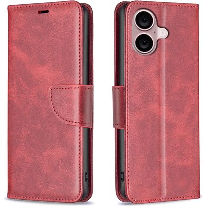 Mobigear Excellent iPhone 16 Pungetui med Seddelrum - Rød
