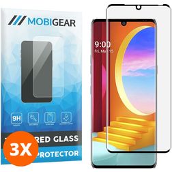 Mobigear Curved LG Velvet Vidro temperado Película de ecrã - Compatível com capas - Preto (Pack de 3)