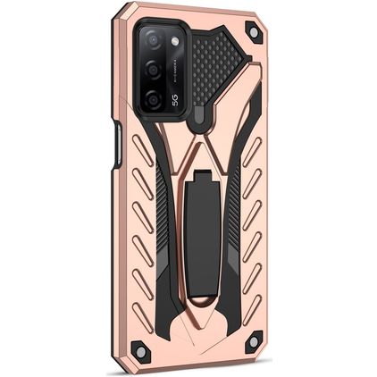 Mobigear Armor Stand OPPO A54 Funda Plástico rígido Carcasa Antigolpes con soporte - Oro rosa