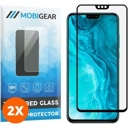 Mobigear Premium HONOR 9X Lite Cristal templado Protector de pantalla - Compatible con fundas - Negro (pack de 2)