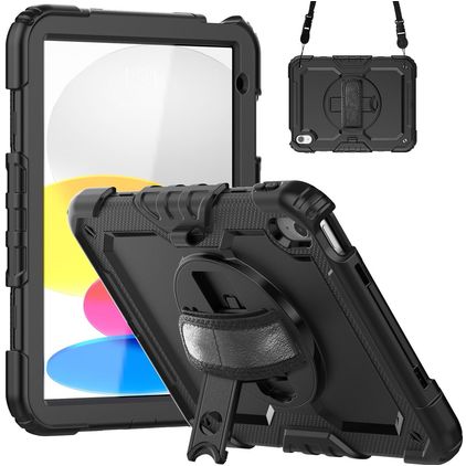 Mobigear SureGrip Xtreme iPad 11 (2025) Case Plastic / Silicone Back cover + Shoulder Strap + Stand - Black