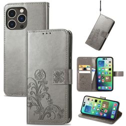Mobigear Clover iPhone 15 Pro Funda tipo libro Cartera - Gris