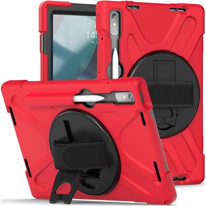 Mobigear SureGrip XGuard Lenovo Tab P11 Pro Gen 2 Plastica rigida / Silicone Back cover + Portapenna + Supporto - Rosso