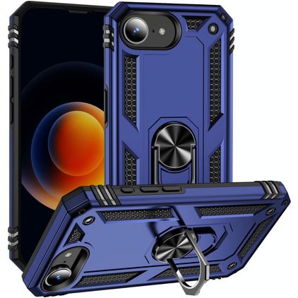 Mobigear Armor Ring iPhone 17e Funda Plástico rígido Carcasa Antigolpes con anillo - Azul
