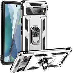 Mobigear Armor Ring Google Pixel 7 Pro Hard Case Back cover Shockproof with Ring Holder - Silver