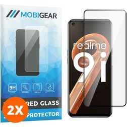 Mobigear Premium Realme 9i Glas Skærmbeskytter - Case Friendly - Sort (2-pak)