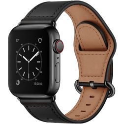 Mobigear Venezia Læder Apple Watch Urrem Spændelås - 42/41/40/38 mm - Sort