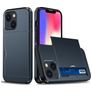 Mobigear Card iPhone 15 Hårdt Bagsidecover Stødsikkert med kortholder - Mørkeblå