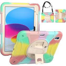 Mobigear SureGrip iPad 11 (2025) Cover Hård plast / Silikone Bagsidecover + Stylus-holder + Skulderrem + Stander - Rainbow