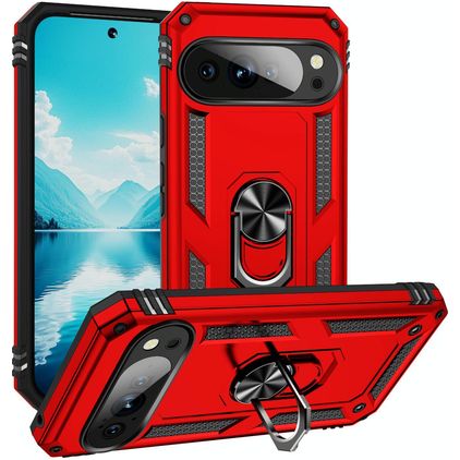 Mobigear Armor Ring Google Pixel 10 Pro XL Hard Case Back cover Shockproof with Ring Holder - Red