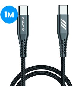 Mobigear Nylon USB-C till USB-C Kabel 1 m - Svart