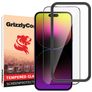 GrizzlyCoat Easy Fit iPhone 14 Pro Max Vidro temperado Película de ecrã - Compatível com capas + Moldura de instalação