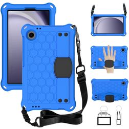 Mobigear HexStrap Samsung Galaxy Tab A9 (2023) Espuma EVA Carcasa + Correa bandolera - Azul