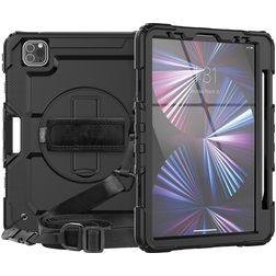 Mobigear SureGrip Xtreme iPad Pro 11 polegadas (2025) Capa Plástico rígido / Silicone Capa traseira + Suporte para caneta stylus + Alça de ombro + Suporte - Preto