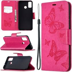 Mobigear Butterfly HONOR 9X Lite Pungetui med Seddelrum - Lyserød