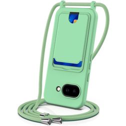 Mobigear Lanyard Card Google Pixel 10a Silikone Cover med snor og kortholder - Grøn