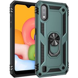 Mobigear Armor Ring Samsung Galaxy A01 Fodral Hårdplast Skal Stötsäkert med ringhållare - Grön