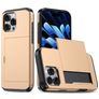 Mobigear Card iPhone 16 Pro Max Hard Case Back cover Shockproof with Card Holder - Gold