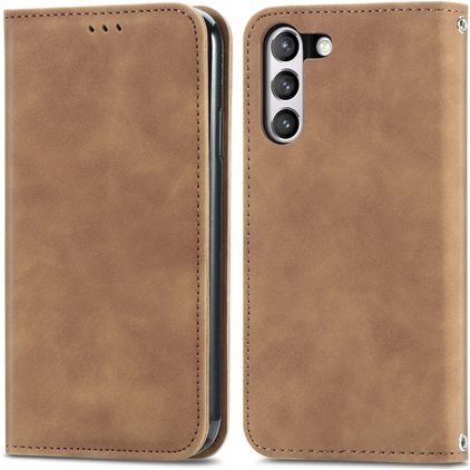 Mobigear Retro Slim Samsung Galaxy S21 FE Knížkové pouzdro Peněženka - Hnědá