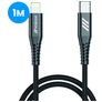 Mobigear Nylon USB-C – Apple Lightning Kaapeli MFI 1 m - Musta