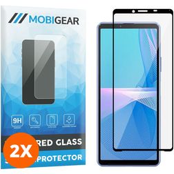 Mobigear Premium Sony Xperia 10 III Tempered Glass Screen Protector - Case Friendly - Black (2-Pack)