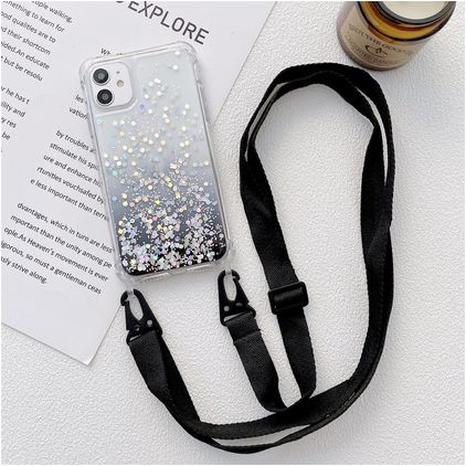 Mobigear Lanyard iPhone 13 Pro Max TPU flexível Capa com cordão - Preto