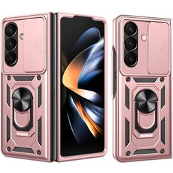 Mobigear Armor Ring Cam Slide Samsung Galaxy Z Fold 8 Ultra Hard Case Back cover Shockproof with Ring Holder and Camera Slider - Rose Gold