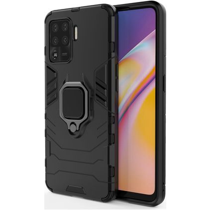 Mobigear Armor Ring OPPO A94 Plástico rígido Capa traseira Antichoque com anel - Preto