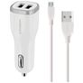 Mobiparts Dual USB Autolaturi Micro USB 1 m 24W 4,8A - Valkoinen