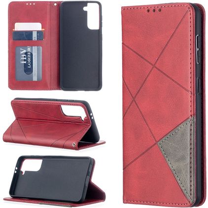 Mobigear Rhombus Slim Samsung Galaxy S21 Etui z klapką - Czerwony