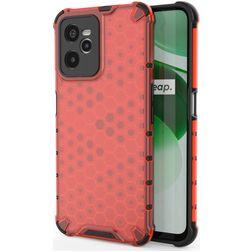 Mobigear Honeycomb Realme C35 Plástico rígido Capa traseira Antichoque - Vermelho